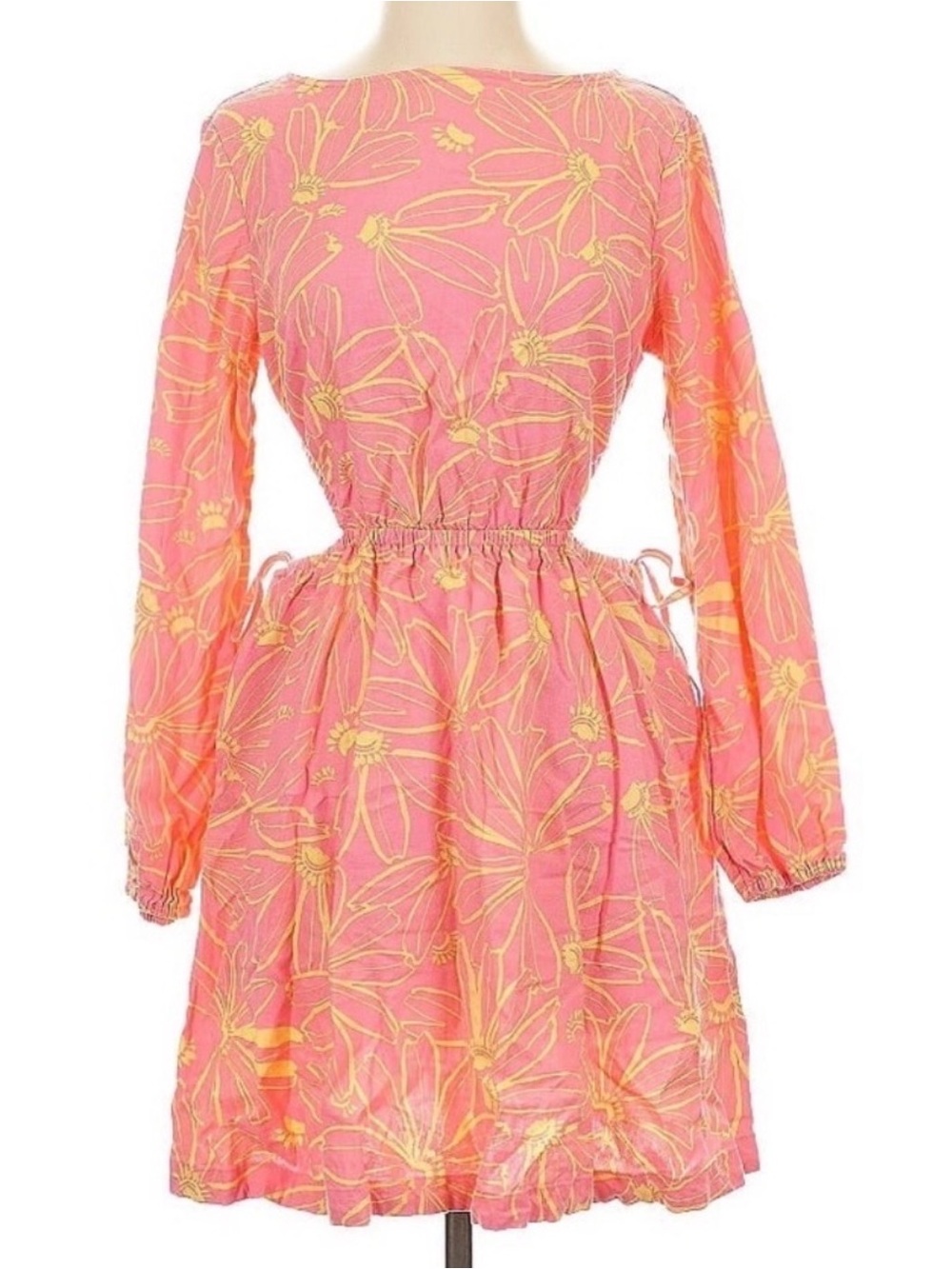 🔥2/$20🔥Floral Pink and Yellow Long-Sleeve Mini Dress